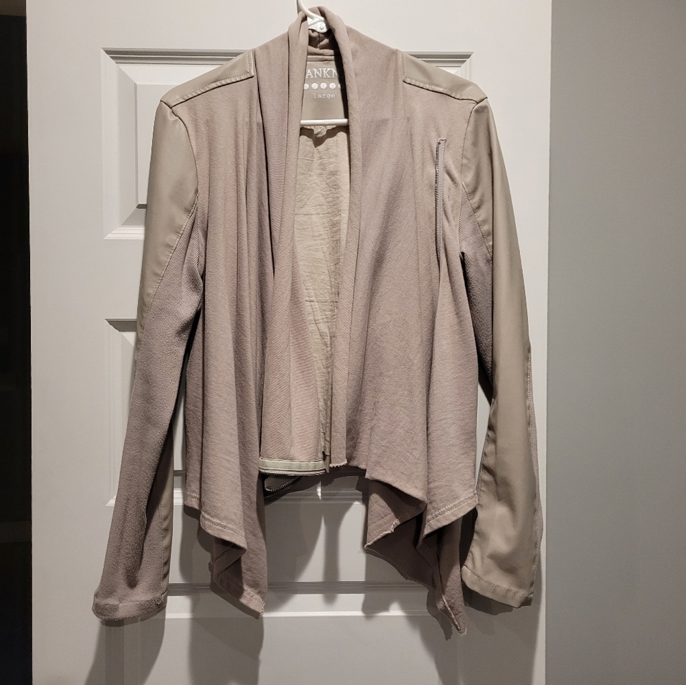 Cream Moto jacket, faux leather look size Large